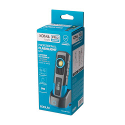 Linterna led profesional de trabajo lp-5 recargable 5w 600 lm 4000 mah + base de carga, 53,5 x 36 x 186 mm