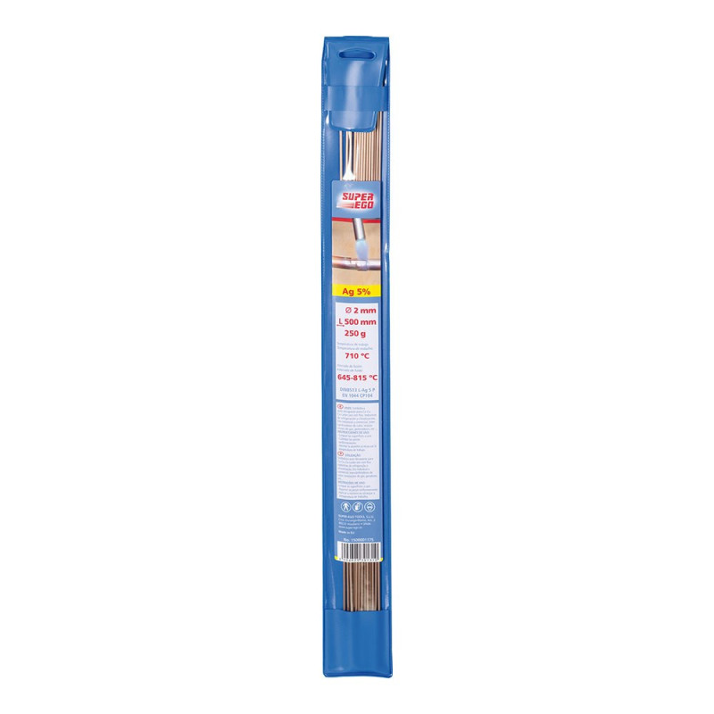 Varilla de soldadura 5% plata, cupag5, ø 2 mm, l 500 mm, 250 g