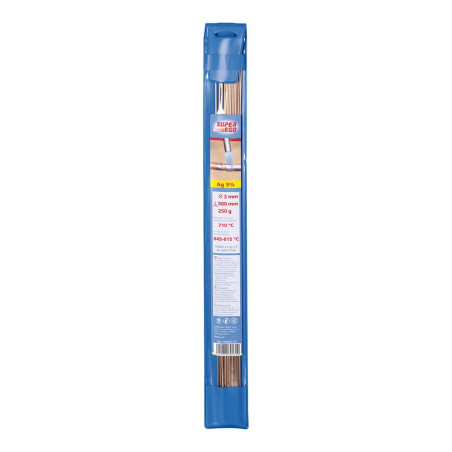 Varilla de soldadura 2% plata, cupag2, ø2 mm, l 500 mm, 250 g